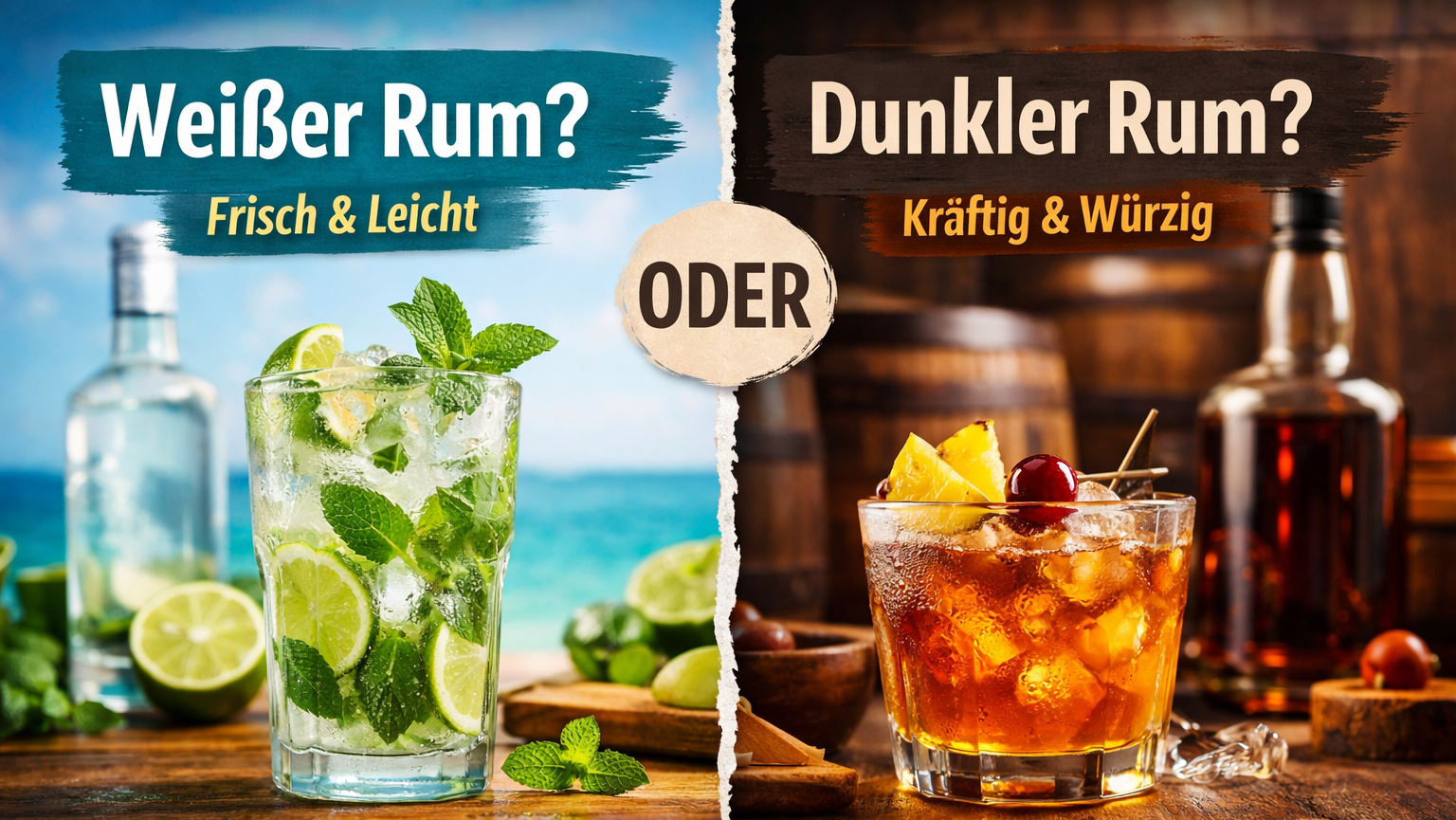 Titelbild Weißer Rum vs. Dunkler Rum
